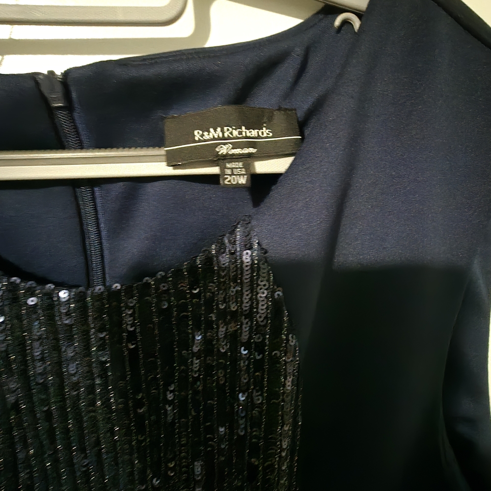 R&M Richards Navy Sleeveless Sequin-Trim Midi Dress - Picture 4 of 4